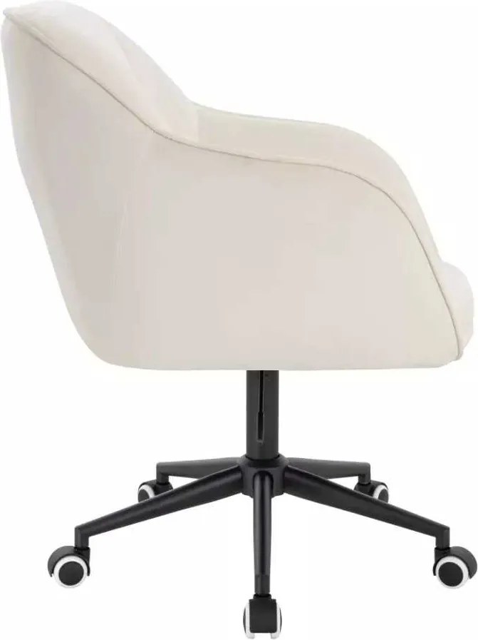 LuxuryForm DESIGN Stolička AVOLA VELUR na čiernej podstave s kolieskami - biela