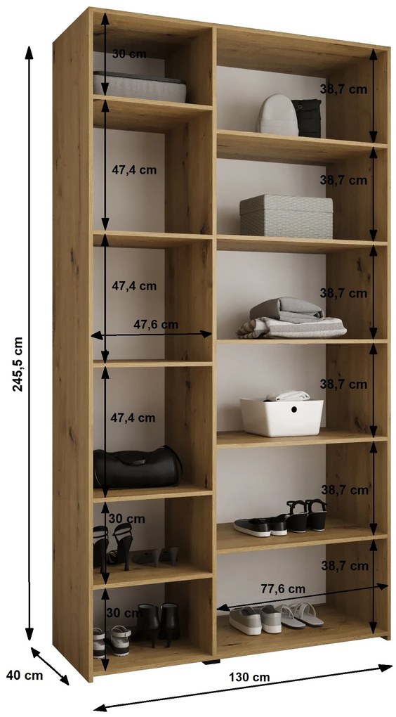 Šatníková skriňa 130 cm Carmela 40-1 (biela + zlatá). Akcia -21%. Vlastná spoľahlivá doprava až k Vám domov. 1126514