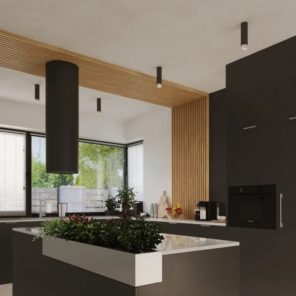 Sollux SL.1408 - Bodové svietidlo NERO 1xGU10/10W/230V 12,5 cm čierna/lesklý chróm