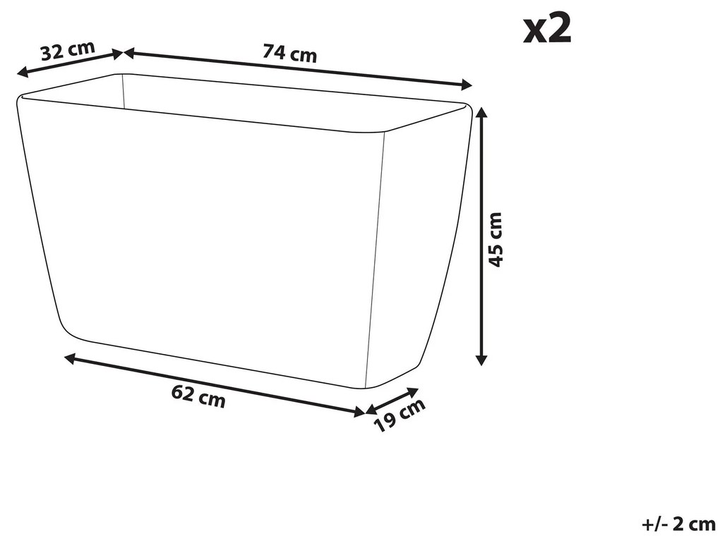 Sada 2 kvetináčov 74 x 32 x 45 cm béžová BARIS Beliani