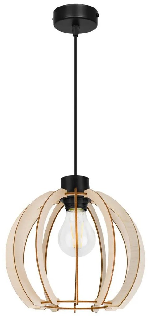 Závesné svietidlo Timber 9, 1x drevené tienidlo