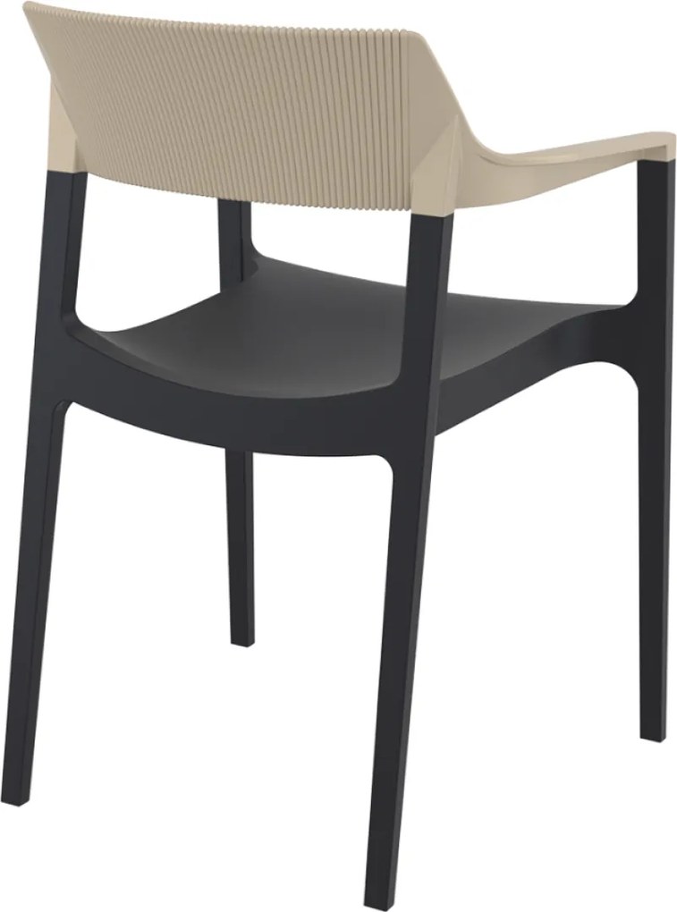 TULUM záhradná stolička s podrúčkami black/taupe