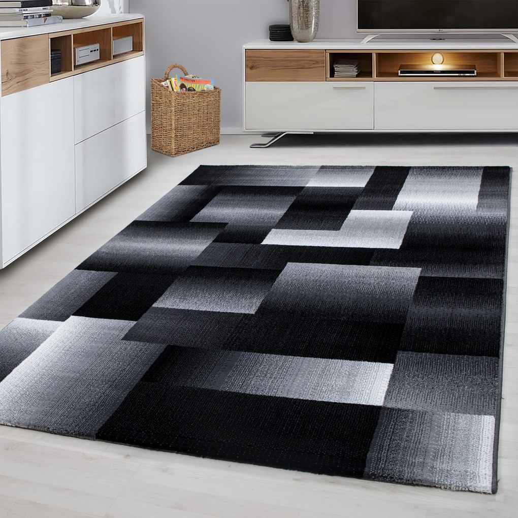 Ayyildiz, Kusový koberec Miami 6560 Black, 80x150, šedá, chodba / predsieň
