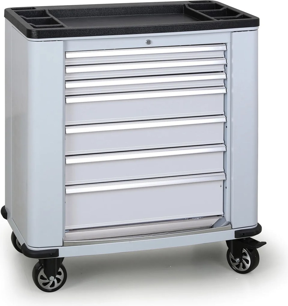 Pojazdný dielenský vozík na náradie EXPERT, 7 zásuviek, 1030 x 900 x 530 mm, sivá