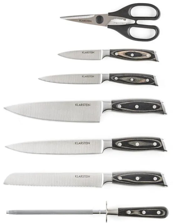 Klarstein Katana 8, sada nožov, 8-dielna, nožnice, ocieľka, blok na nože