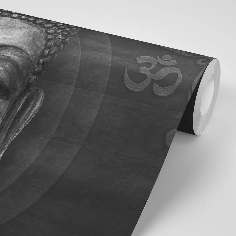 Tapeta tvár Budhu v čiernobielom prevedení - 150x100