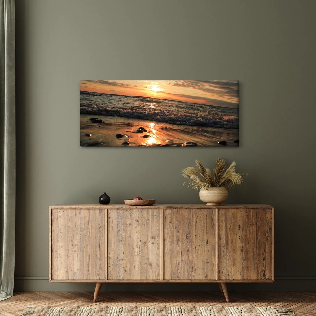 Obraz - Západ slnka pri oceáne (120x50 cm)