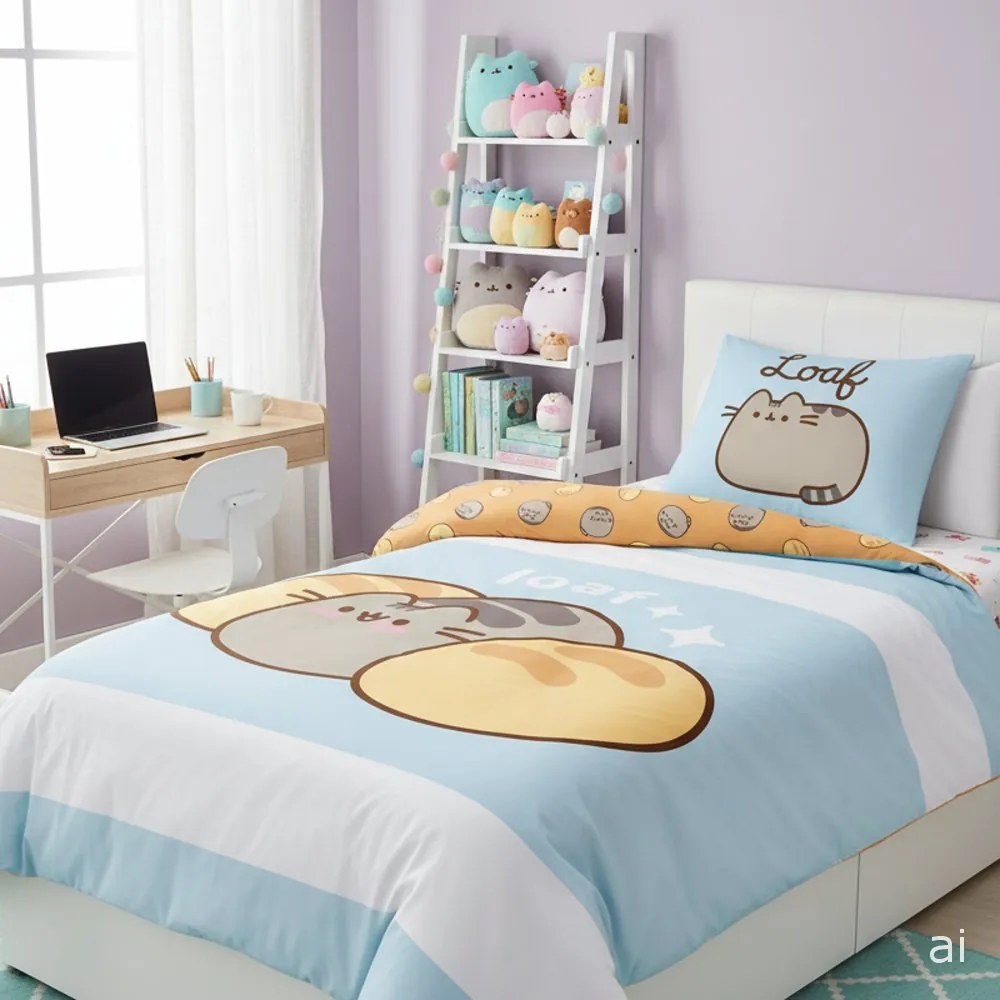 Posteľné obliečky z mikrovlákna Pusheen - motív Loaf - 70 x 90 cm + 140 x 200 cm