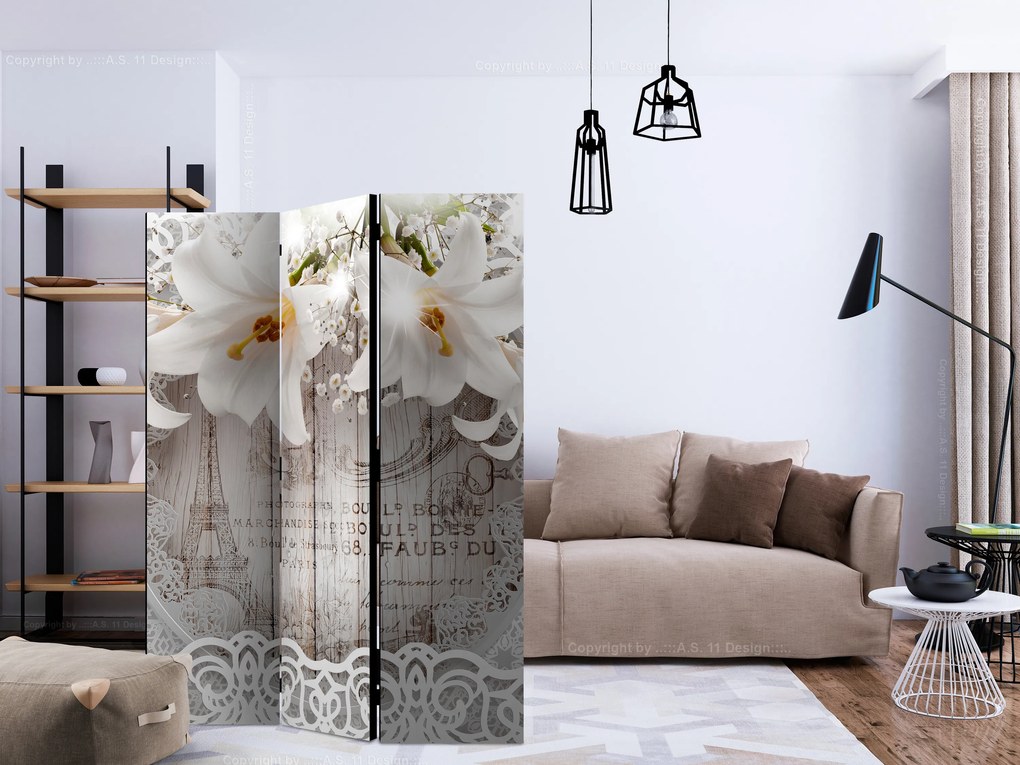 Artgeist Paraván - Lilies and Quilted Background [Room Dividers]