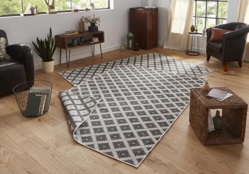 NORTHRUGS - Hanse Home koberce Kusový koberec Twin-Wendeteppiche 103126 grau creme – na von aj na doma - 80x150 cm