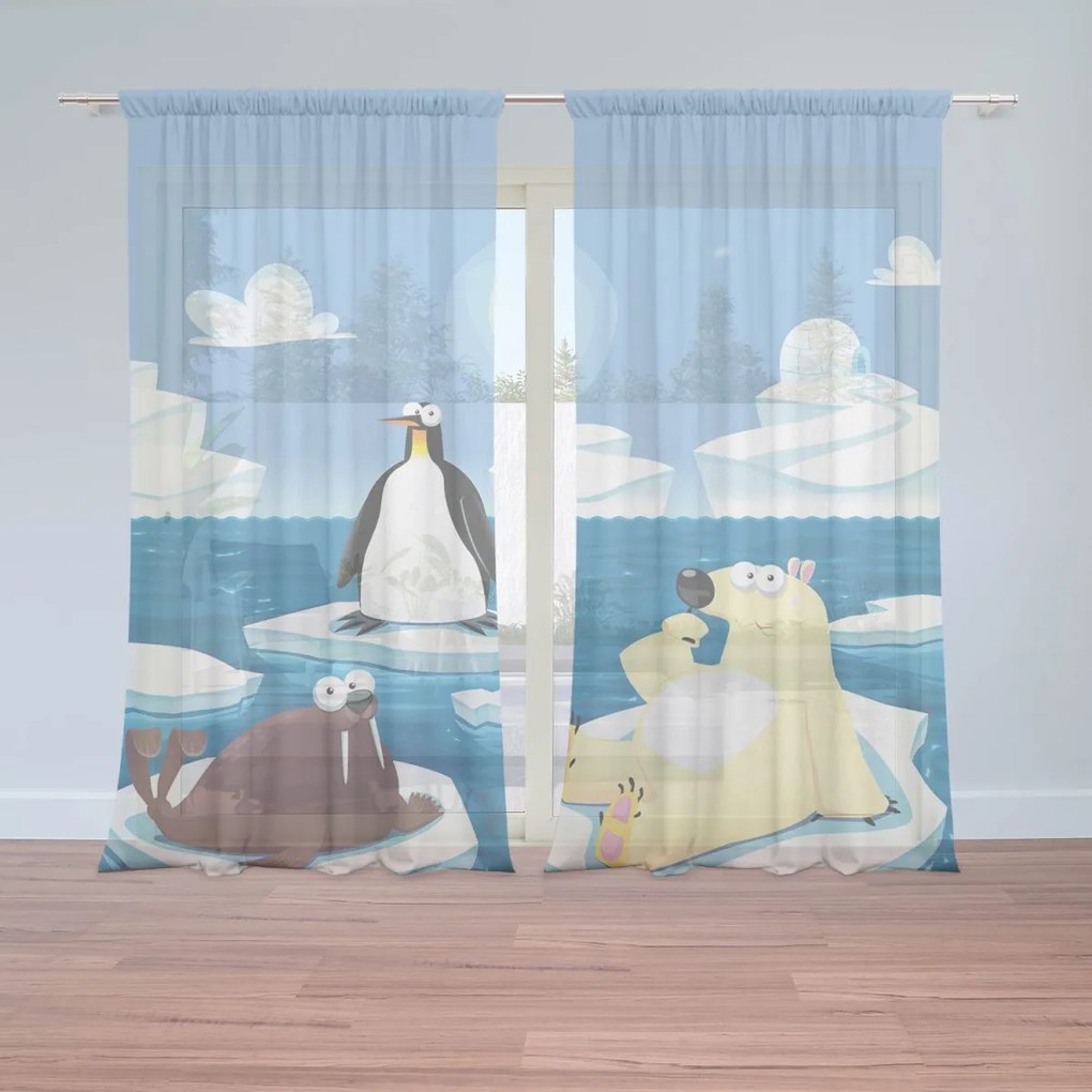 Sablio Záclony Ľadové zvieratká: 2ks 150x250cm