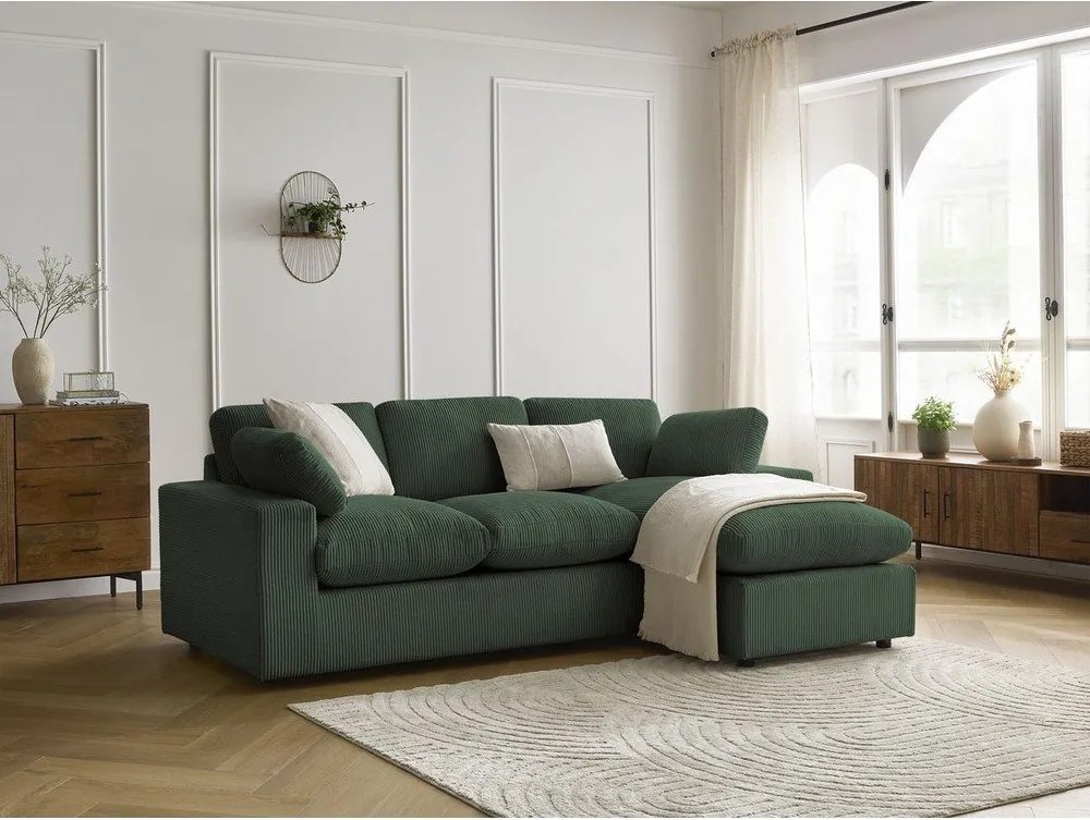 Zelená menčestrová rohová pohovka Belair – Bobochic Paris