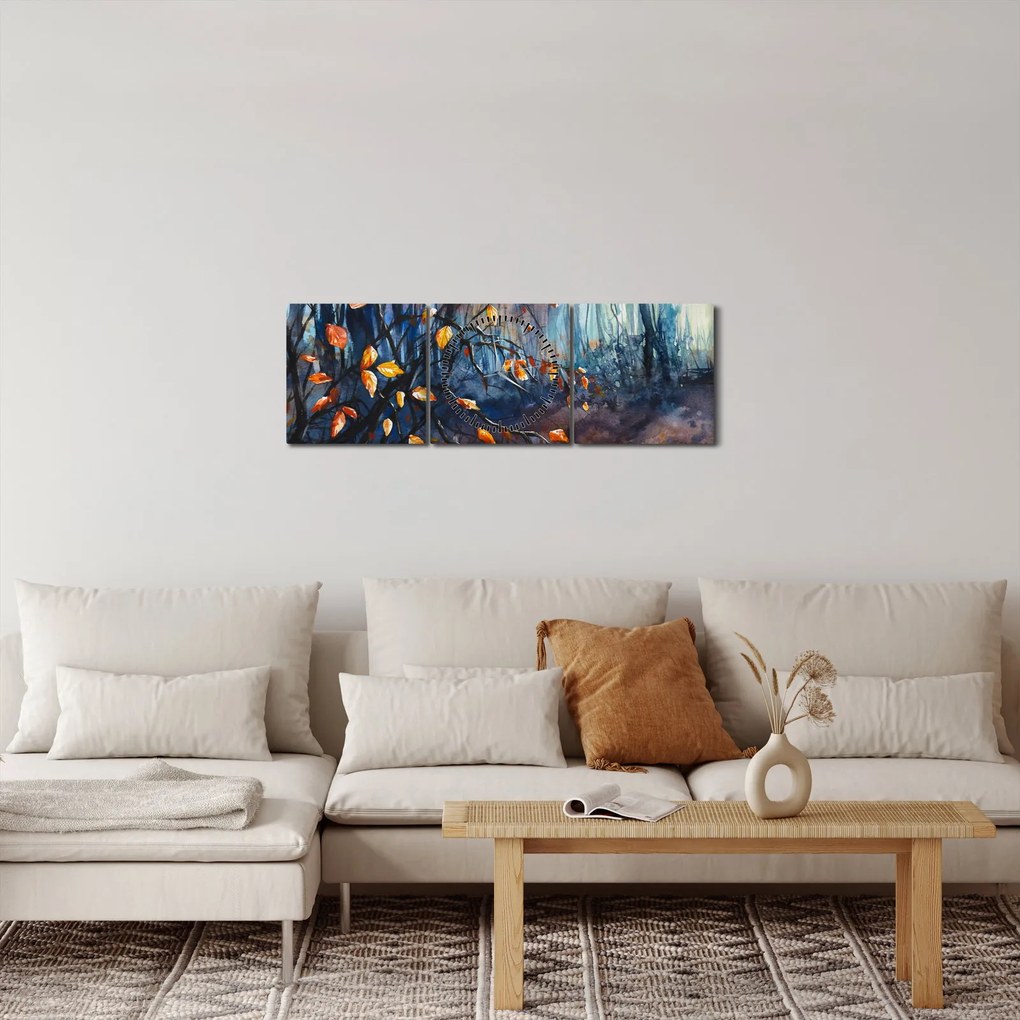 Obraz - Lúče jesenného slnka (s hodinami) (90x30 cm)