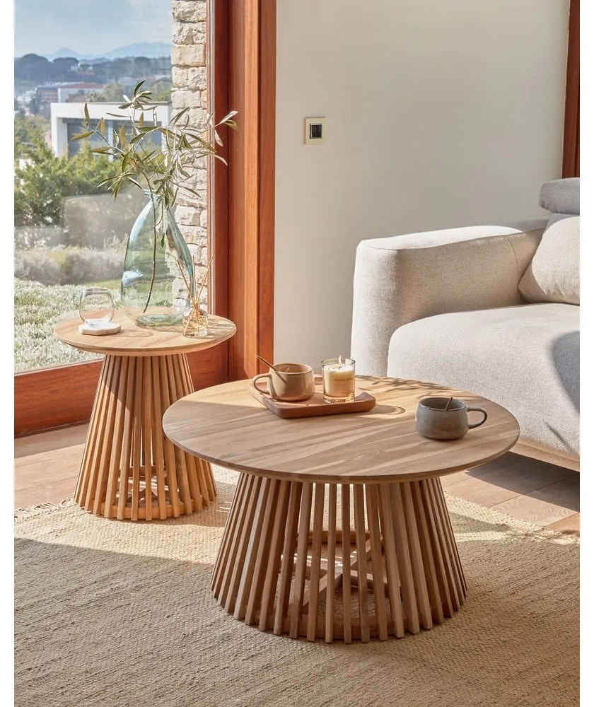 Konferenčý stolík z teakového dreva Kave Home Irune, ⌀ 80 cm