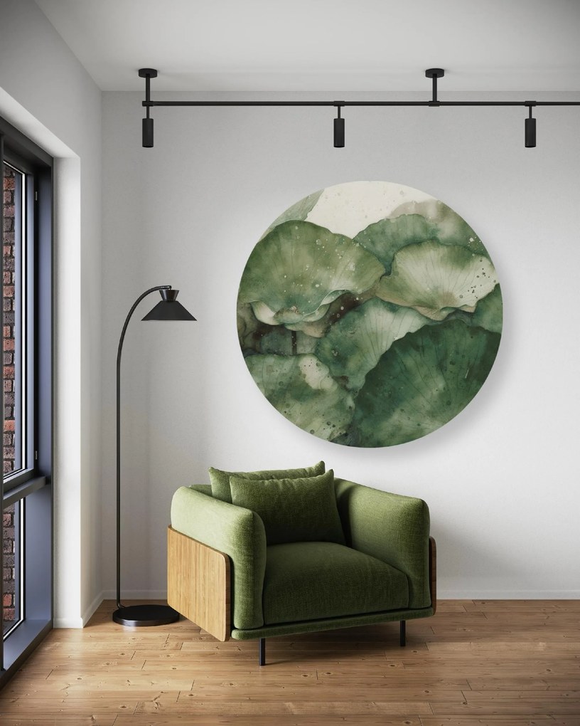 Gario Okrúhly obraz na plátne Zaujímavá zelená abstrakcia Rozmery: 60 x 60 cm
