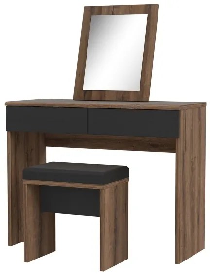 Toaletný stolík JUNO + taburet 45x29,6 cm hnedá/čierna