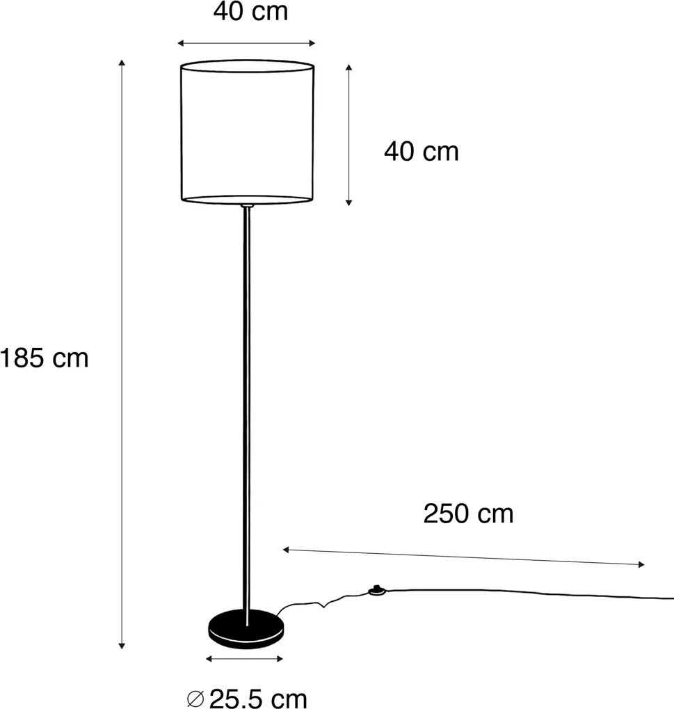 Stojacia lampa mosadzná so zamatovým tienidlom sivohnedá 50cm - Simplo