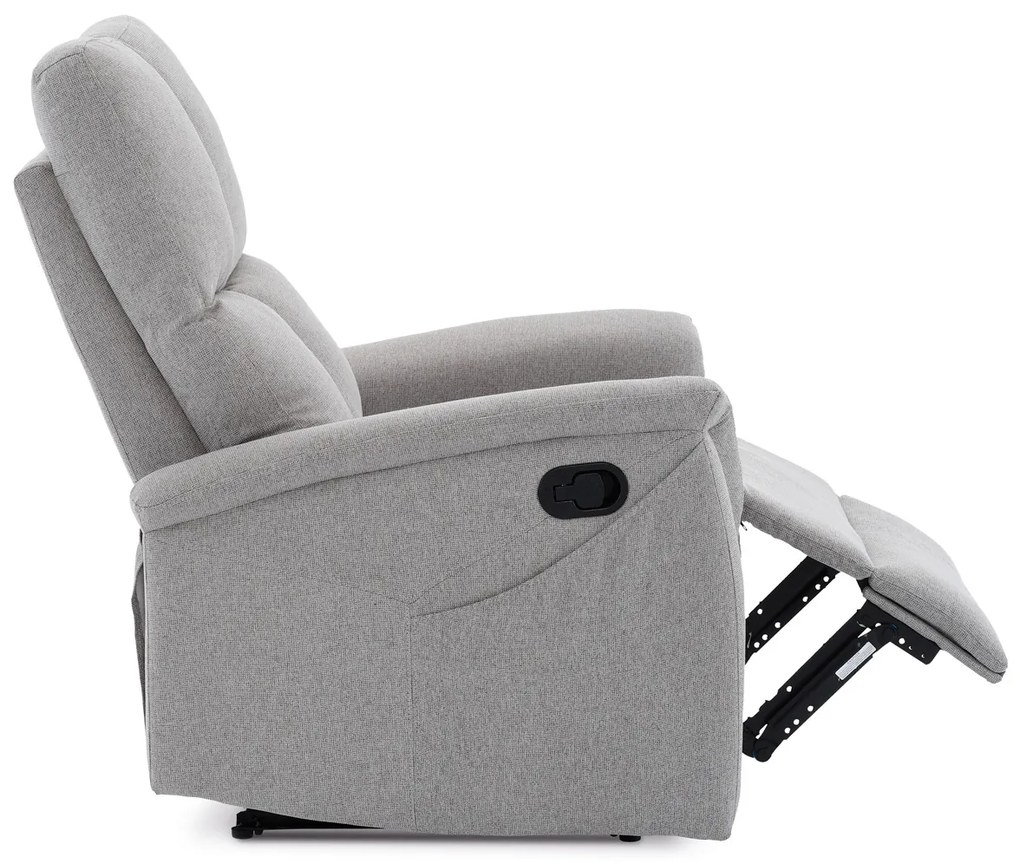 Autronic - Relaxační křeslo, manuální ovládání, světle šedá látka - TV-916 SIL2
