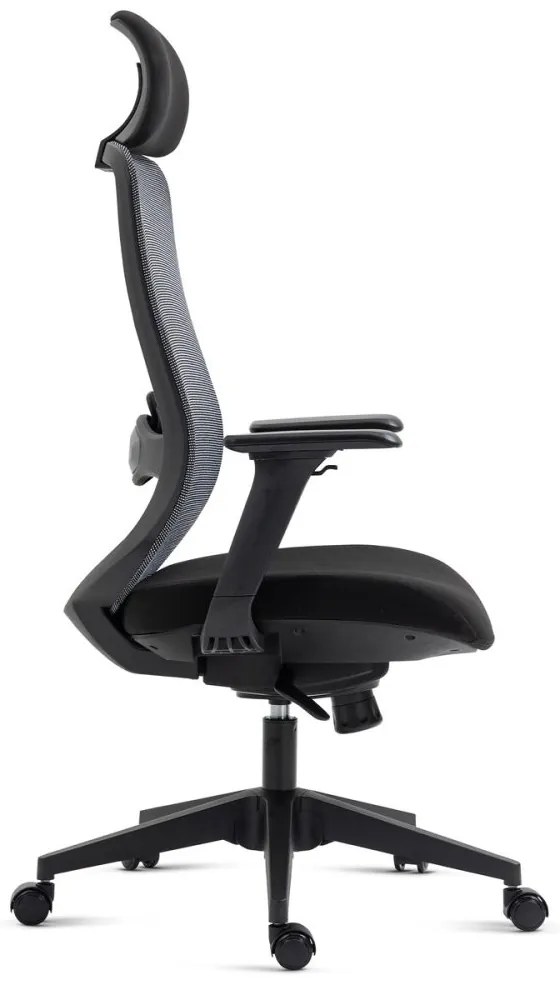 Kancelárska ergonomická stolička BULMA — sieťovina / látka, čierna