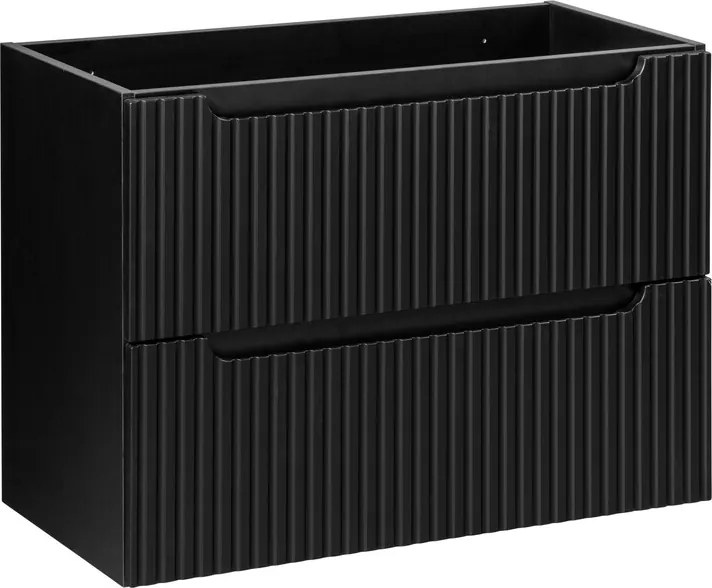 Kúpeľňová skrinka Nova Black I s doskou a umývadlom 80 cm čierna/dub evoke