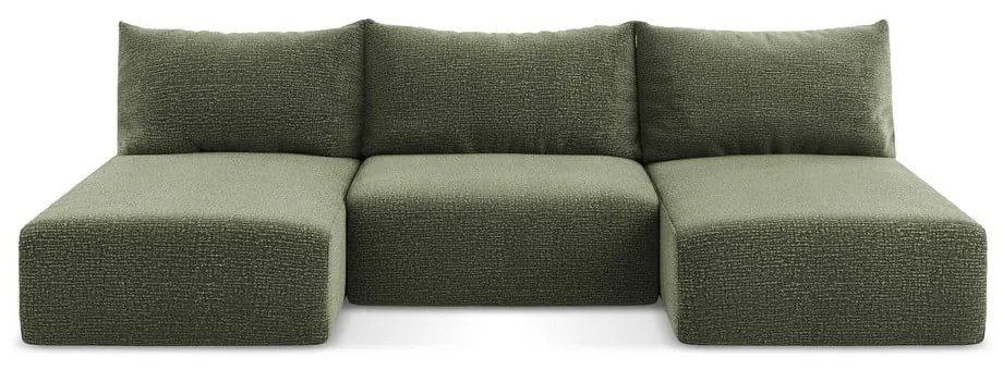 Zelená rozkladacia/s úložným priestorom rohová pohovka Kalena – Makamii