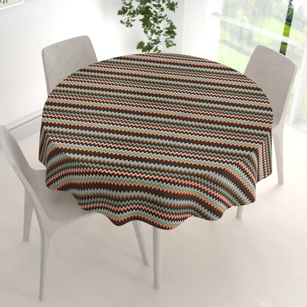 Biante Bavlnený okrúhly obrus Sandra SA-097 Retro cik cak Ø 100 cm