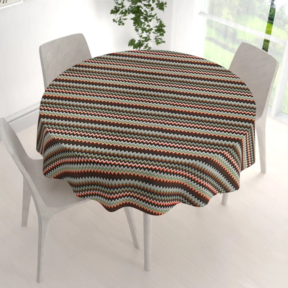 Biante Bavlnený okrúhly obrus Sandra SA-097 Retro cik cak Ø 130 cm