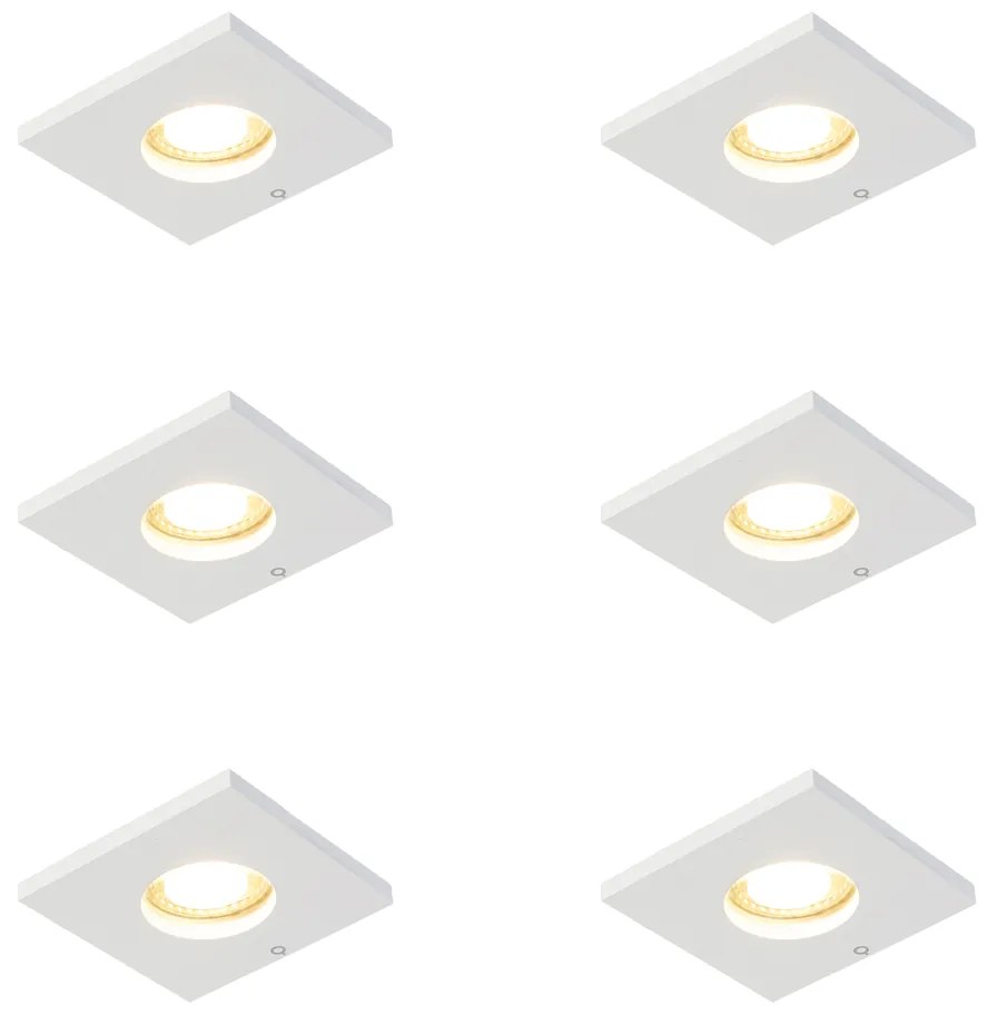 Sada 6 moderných kúpeľňových zapustených bodových svetiel biela - Doku