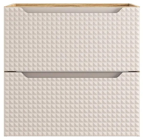 Závesná skrinka Luxor Béžová s doskou a umývadlami 120 cm béžová/dub olejovaný