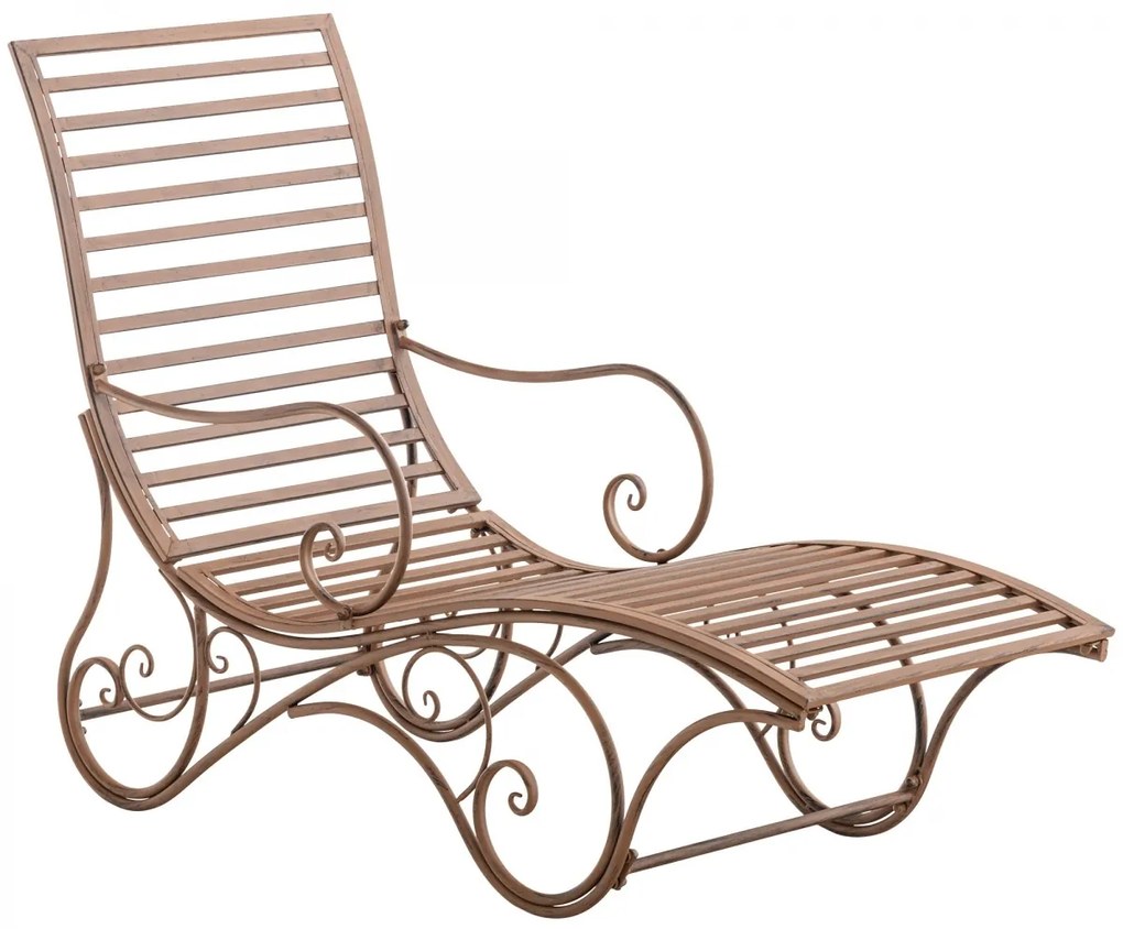 Kovová záhradné lehátko Amiens - Hnedá antik
