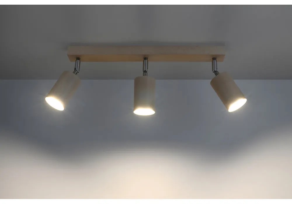 Drevené stropné svietidlo Sollux Ludwik, dĺžka 45 cm