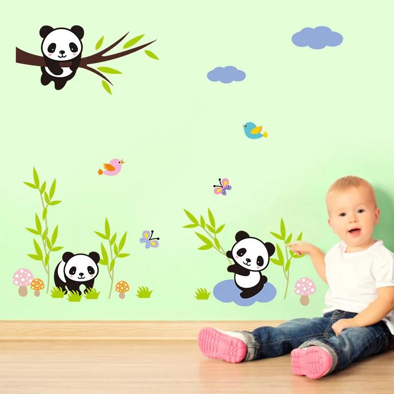 Veselá Stena Samolepka na stenu na stenu Hravá panda