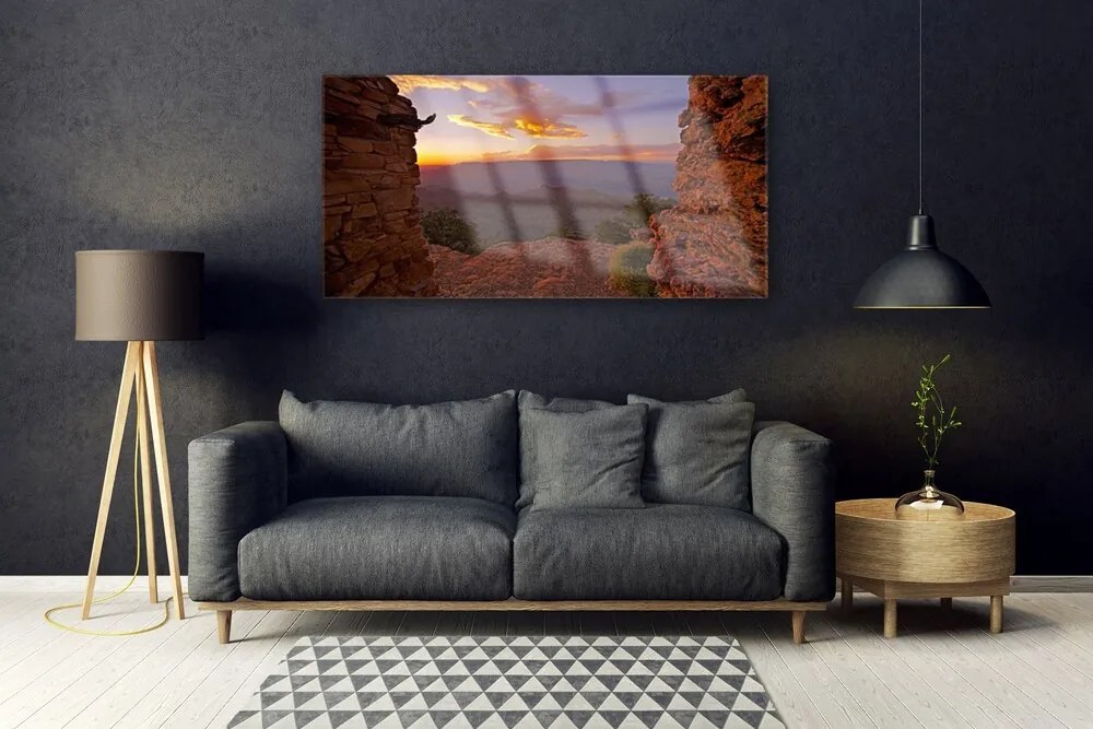 Obraz plexi Skala mraky nebo krajina 100x50 cm