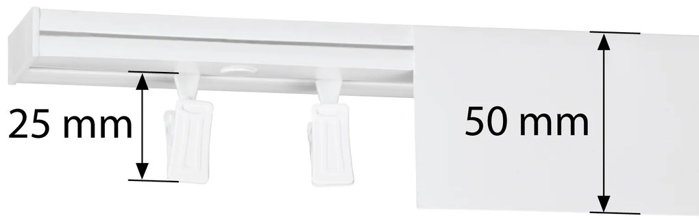 Dekodum PVC stropná lišta s krytom jednoduchá biela Dĺžka koľajnice (cm): 130, Typ prichytenia: Háčiky