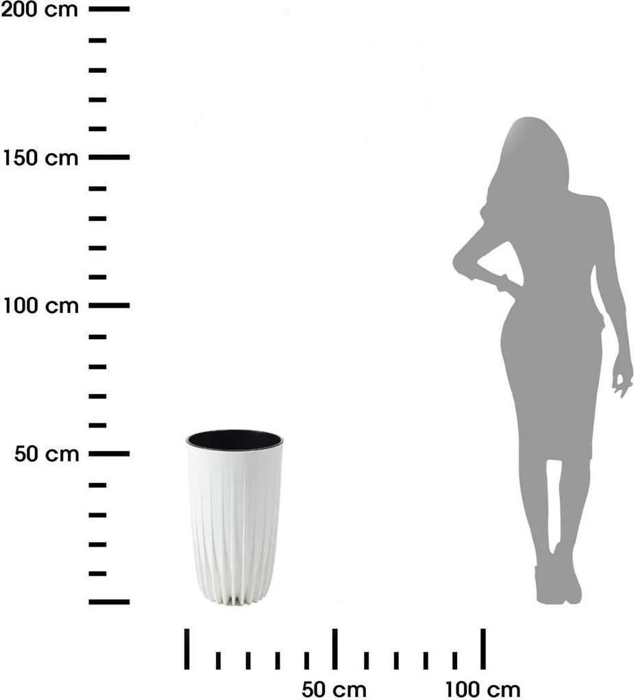 PLASTOVÝ KVETINÁČ STRIPPED ECO 51X30 CM BIELA