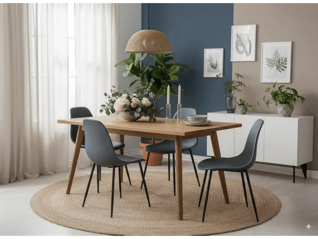 Súprava 2 ks bridlicovo sivých stoličiek OSAKA s čiernymi nohami