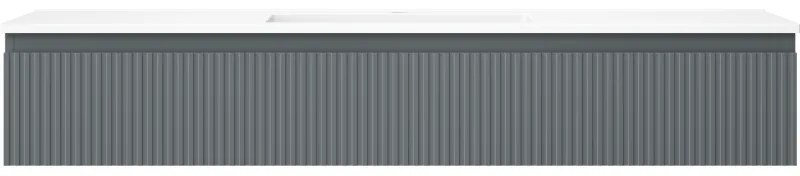 Mexen Rivel, kúpeľňová skrinka 140 cm s umývadlom Otis, 1 zásuvka, drážkovaná, grafitová matná/biela matná, 91A20-14023-1-BF66-W18M0