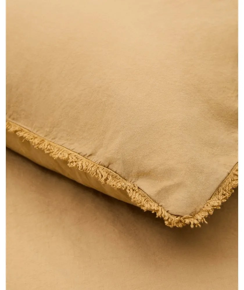 Predĺžené obliečky na dvojlôžko z bavlneného perkálu v horčicovej farbe 240x220 cm Sifinia – Kave Home