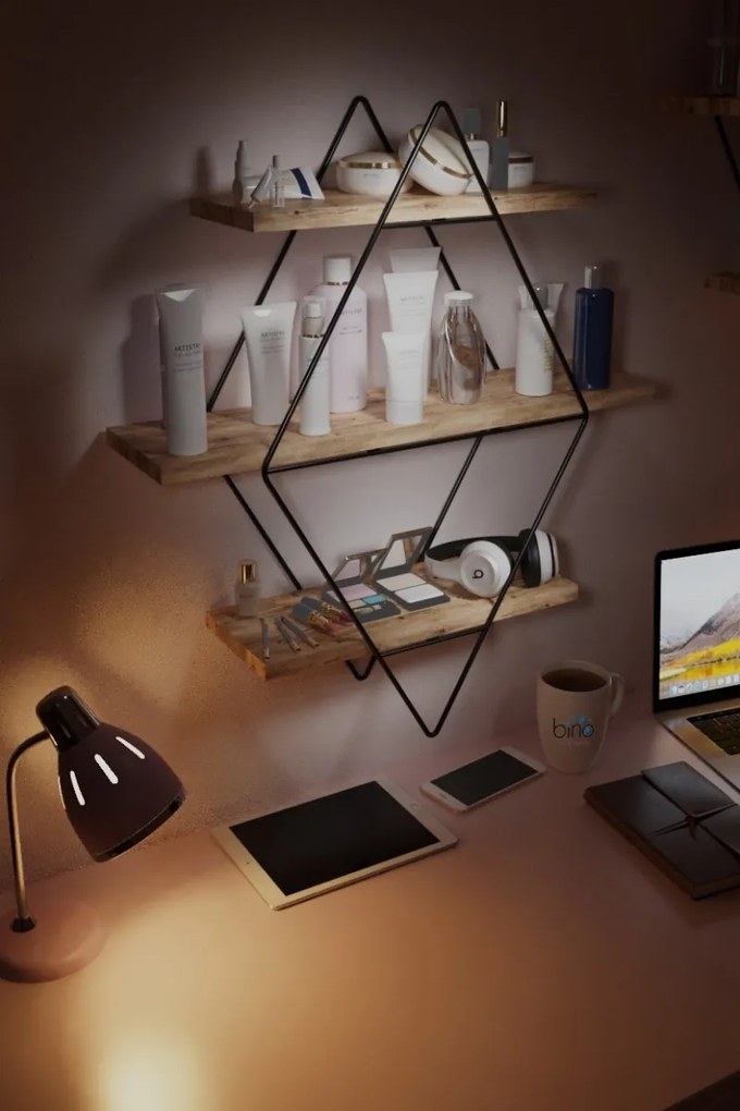 Nástenná polica Prizma smrek/čierna