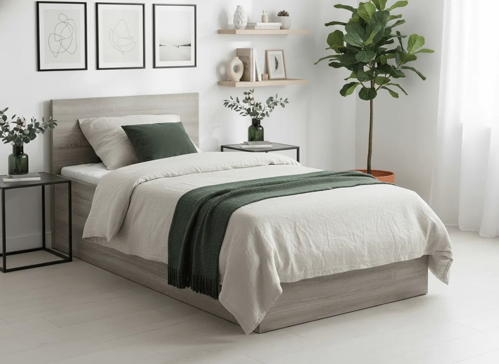 Posteľ SOFIA 90 x 200 cm, dub hľuzovka Rošt: Bez roštu, Matrac: Matrac DELUXE 10 cm