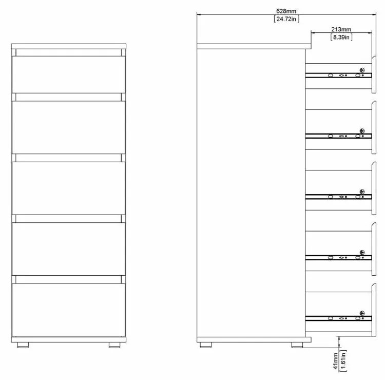Biela vysoká komoda 40x107 cm Nova – Tvilum