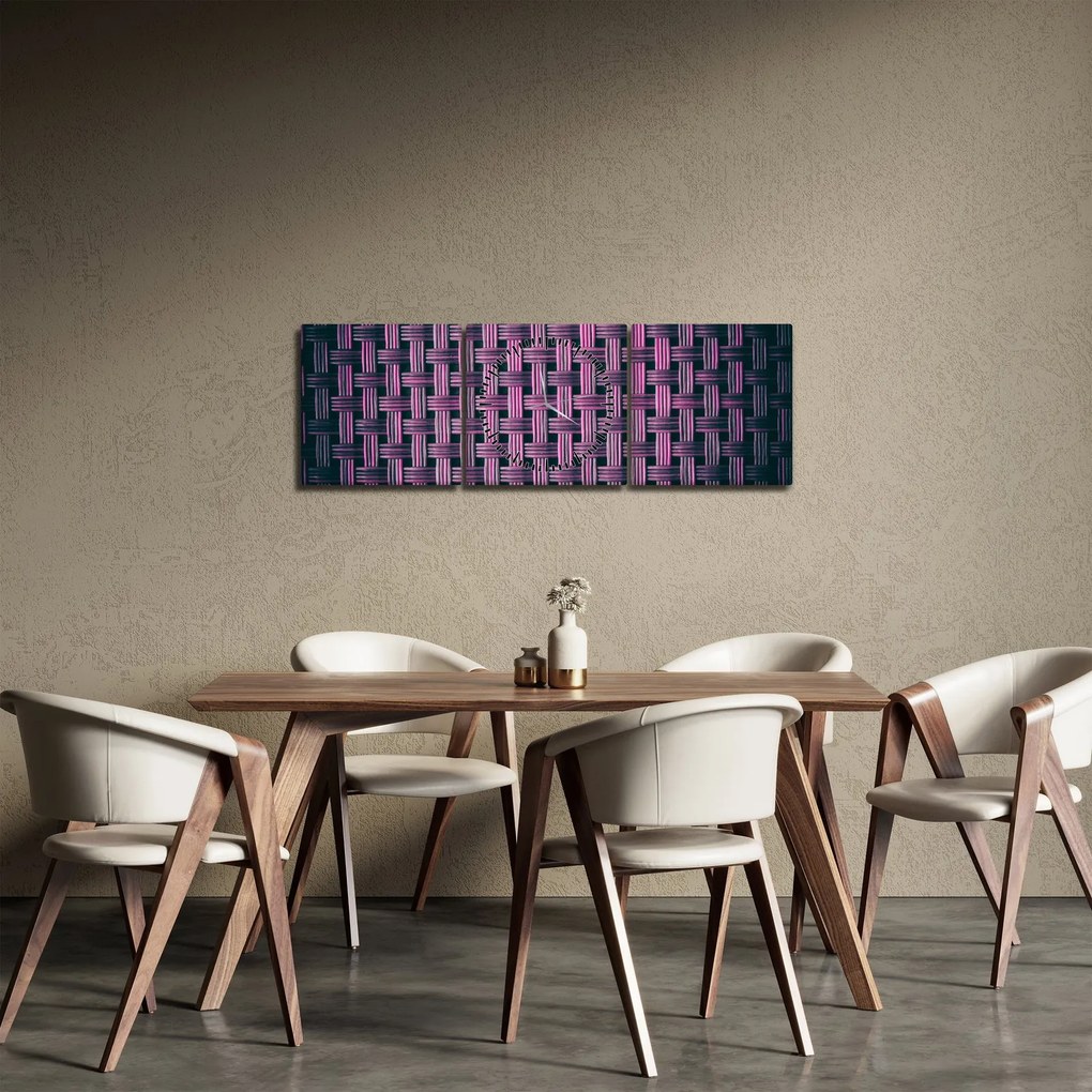 Obraz fialovej textúry (s hodinami) (90x30 cm)