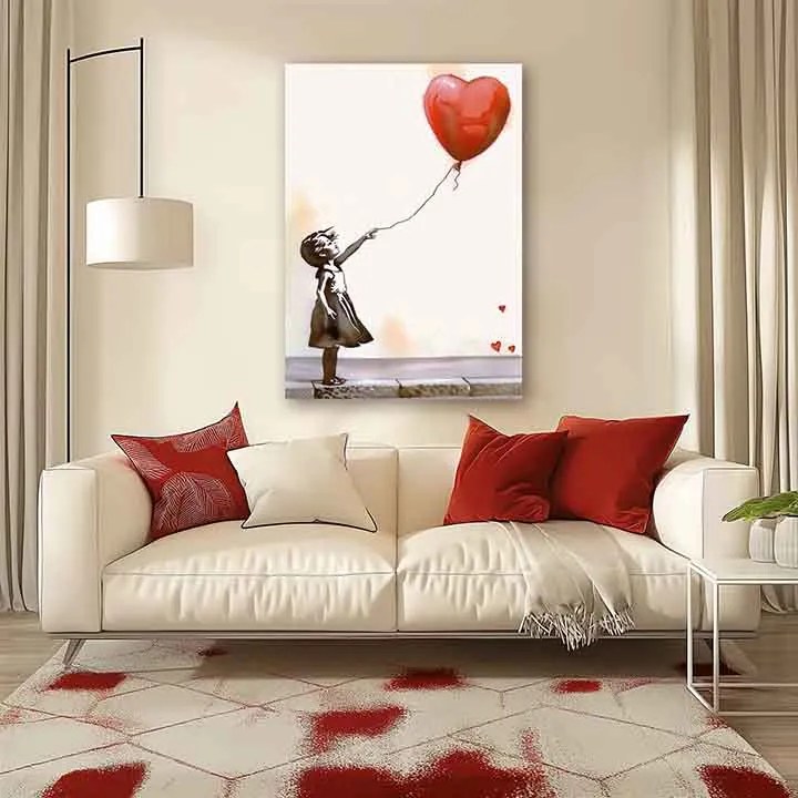 Obraz Heart Balloon Girl | Talianske plátno | different dimensions