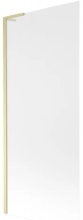 Mexen Next L, 1-krídlová vaňová zástena 80 x 150 cm, 6mm sklo námraza, zlatý matný profil, 895-080-000-03-30-55