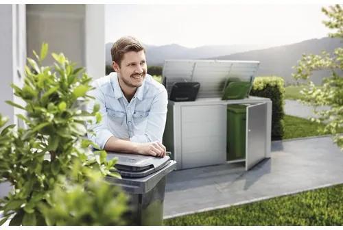 Záhradná skrinka Biohort Highboard plechová 200x84x127 cm strieborná metalická