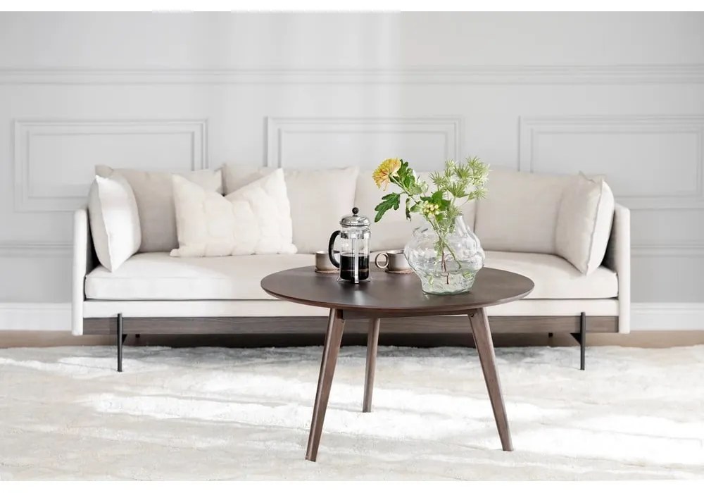 Okrúhly konferenčný stolík v dekore duba v prírodnej farbe 90x90 cm Yumi - Rowico