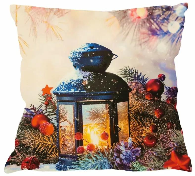 Forbyt Vianočná obliečka na vankúšik Vianočný lampáš, 40 x 40 cm