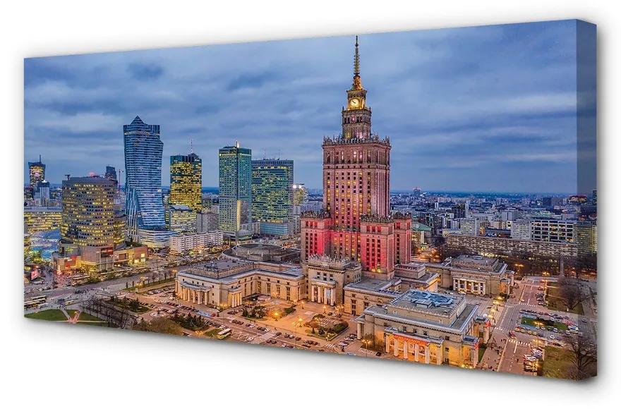 Obraz na plátne Warsaw Panorama západu slnka 100x50 cm