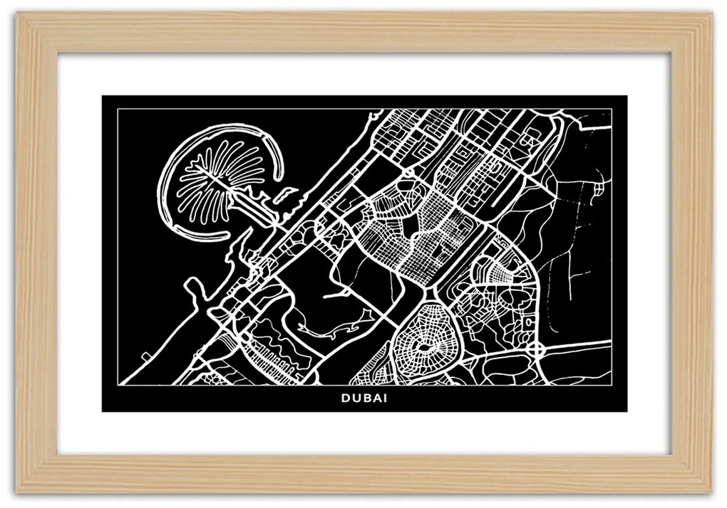 Gario Plagát City plan Dubai Farba rámu: Bez rámu, Rozmery: 45 x 30 cm