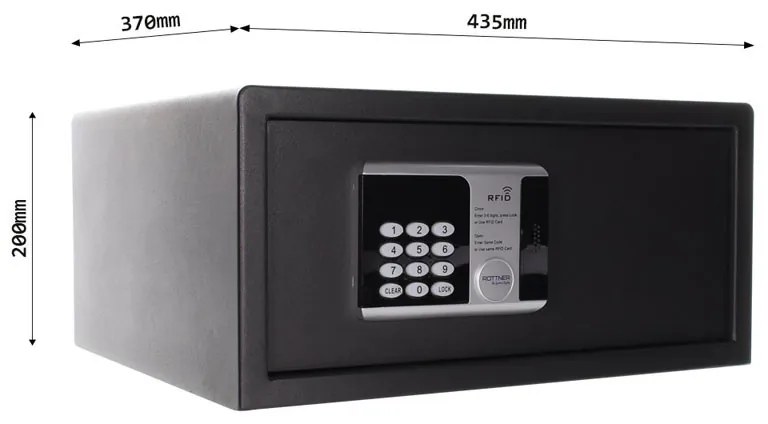 Rottner Nábytkový elektronický trezor RFID LAP, 200 x 435 x 370 mm, RFID čip/karta